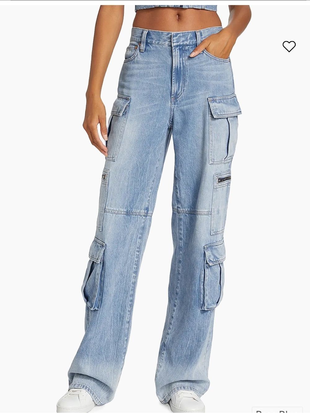 Alice + Olivia Light Wash Cargo Wide-Leg Jeans - Picture 2 of 5